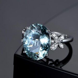 Butterfly 5 carat Aquamarine Ring 925 silver Nwt